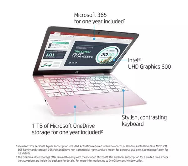 HP Stream 11-ak0517sa 11" Laptop - Intel® Celeron®, 64 GB eMMC, Rose Pink