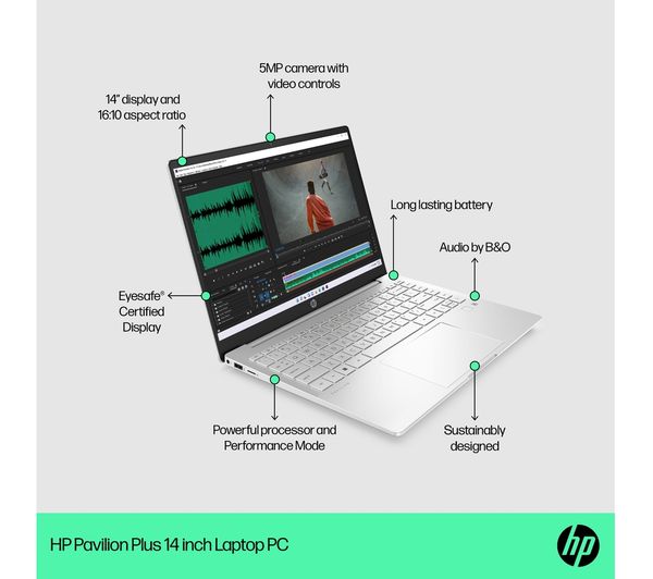 HP Pavilion Plus 14-eh0500sa 14" Laptop - Intel® Core™ i5, 512 GB SSD, Silver