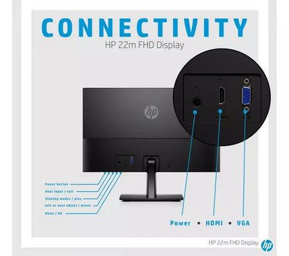 HP 22m Full HD 21.5&quot; IPS LCD Monitor - Black - SamaTechs