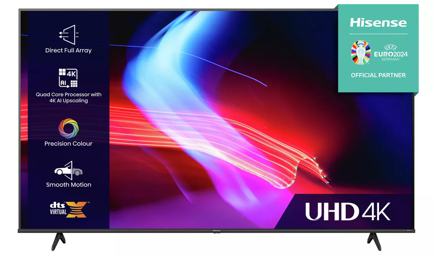 Hisense 50 Inch 50A6KTUK Smart 4K UHD HDR DLED Freeview TV