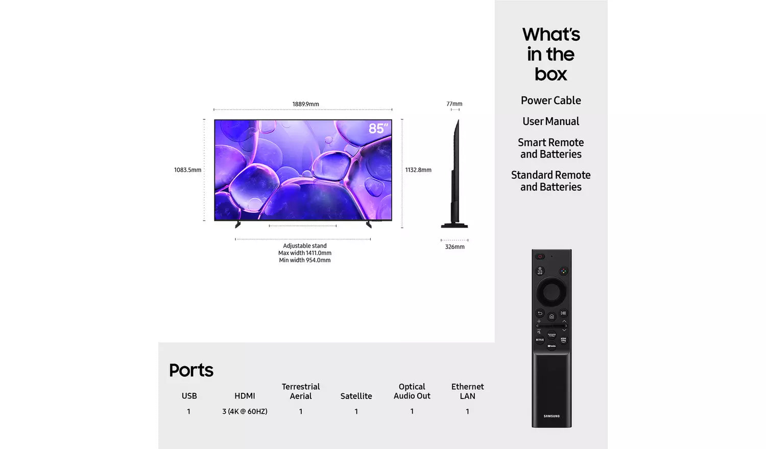 Samsung 55 Inch UE55U8000FK Smart 4K UHD HDR LED TV