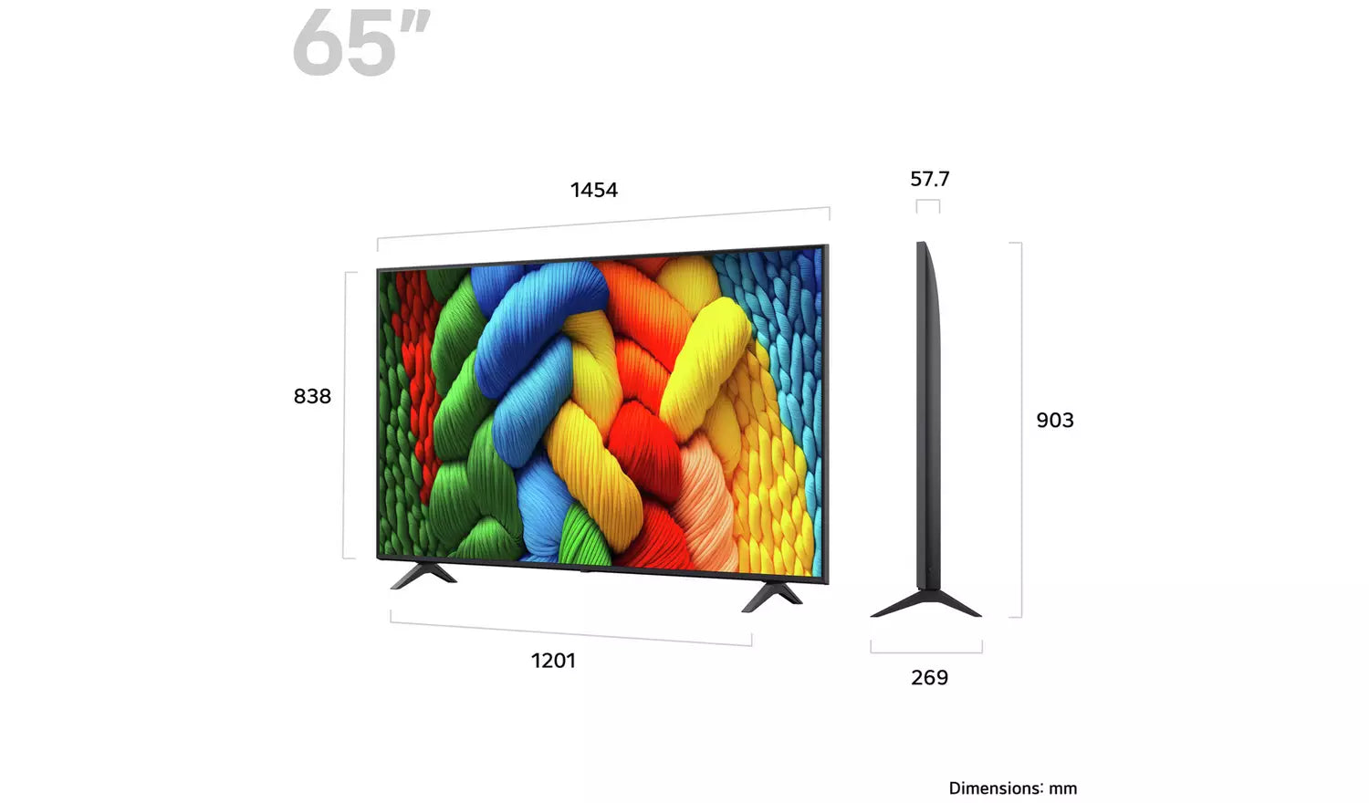 LG 65 Inch 65NANO80A6B Smart 4K UHD HDR NanoCell TV