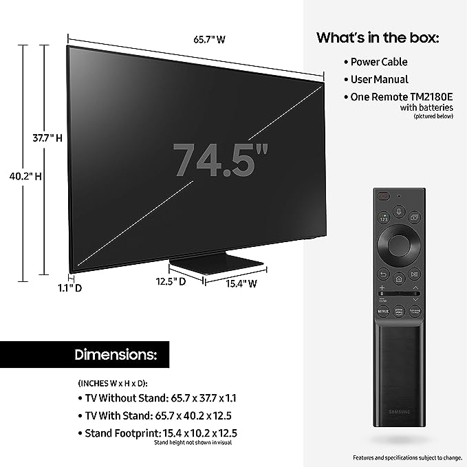 Samsung 75 Inch QE75QN90AATXXU Smart 4K UHD HDR Neo QLED TV