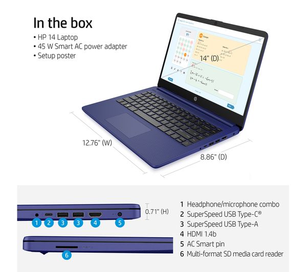 HP Stream 14s-dq0505sa 14" Laptop - Intel® Celeron®, 64 GB eMMC, Blue