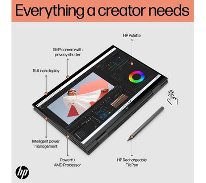 HP ENVY x360 15.6&quot; 2 in 1 Laptop - AMD Ryzen 5, 512 GB SSD, Black